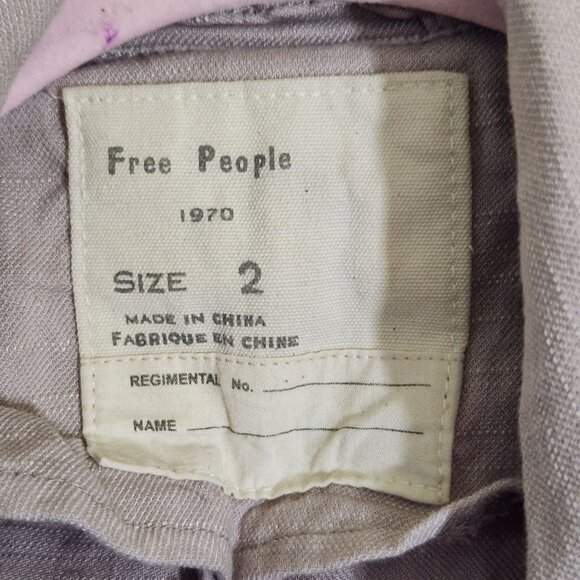 Free People Slub Linen Neutral Cropped Moto Jacket Size 2 - Picture 8 of 10
